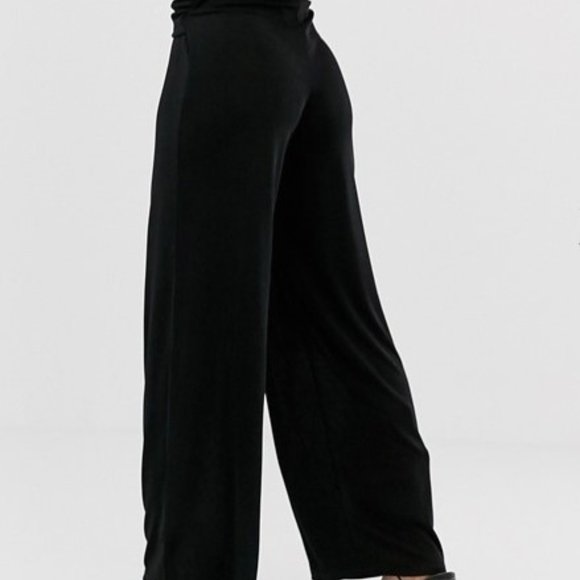 ASOS DESIGN slinky wide leg pants with wrap wais - Picture 3 of 3